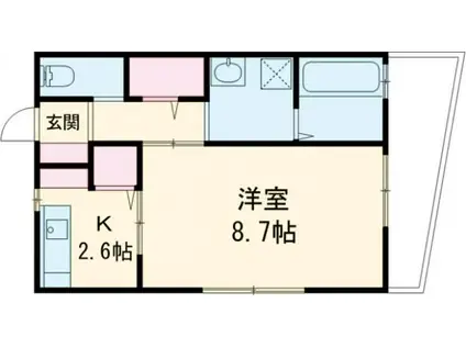 ハイツウエストII(1K/1階)の間取り写真