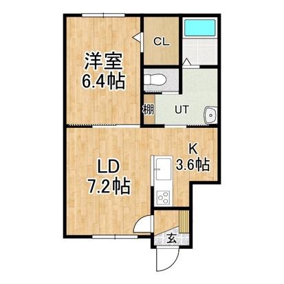 ABODE足寄(1LDK/2階)の間取り写真