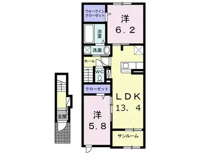コンフォートVII(2LDK/2階)の間取り写真