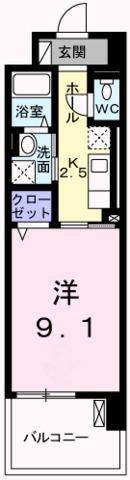 クレール姫路II(1K/1階)の間取り写真
