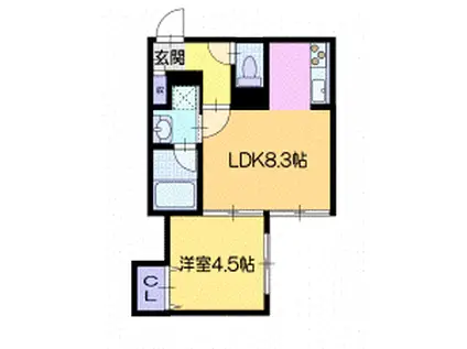 ラ・シュエット住ノ江(1LDK/2階)の間取り写真