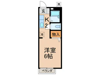 コーポ滝川III(1K/2階)の間取り写真
