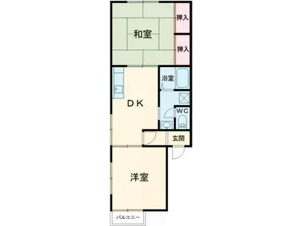 フレグランスA棟(2DK/2階)の間取り写真