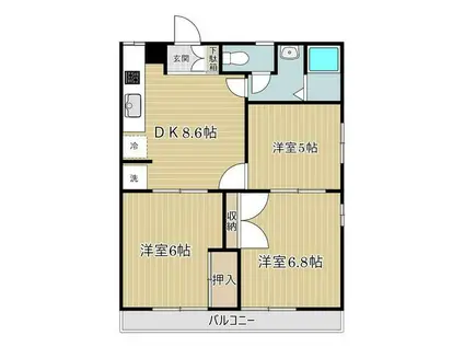 ステイションハウス金子(3DK/3階)の間取り写真