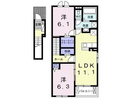 ヴィア ラッテァ(2LDK/2階)の間取り写真