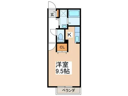 メゾンささゆり(1K/1階)の間取り写真