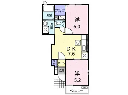 MSレジデンスI(2DK/1階)の間取り写真