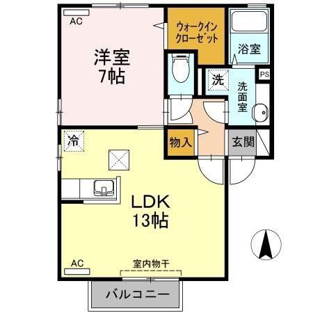 デュレ・ボナールC(1LDK/1階)の間取り写真