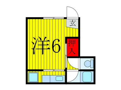 ハウスシックス(1K/1階)の間取り写真