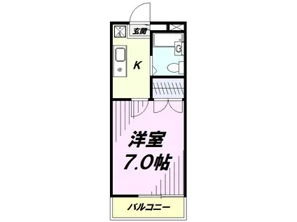 フラットウエストⅠ(1K/1階)の間取り写真