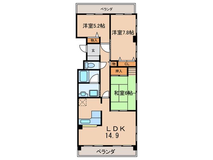 ジュエルコート甲子園口Ⅱ(3LDK/1階)の間取り写真