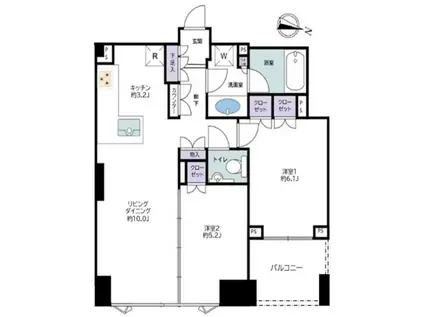 シティタワー上野池之端(2LDK/11階)の間取り写真