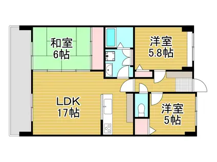 アメニティ徳力II(3LDK/5階)の間取り写真