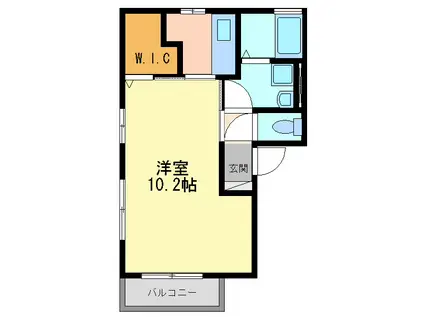 アペルトコート(1K/1階)の間取り写真