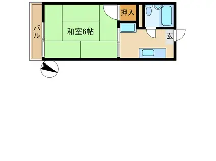 ベルゾーネミツワA棟(1K/2階)の間取り写真