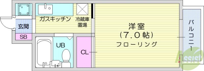 ガーデンハイツ(1K/3階)の間取り写真