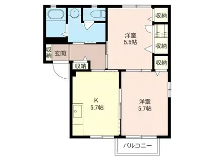 グランメールコートA(2K/1階)の間取り写真