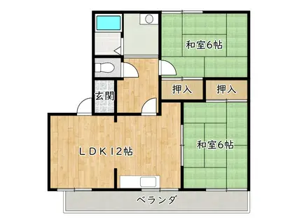 紙屋ハウス1番館(2LDK/1階)の間取り写真