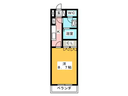 ドラマージュ(1K/2階)の間取り写真