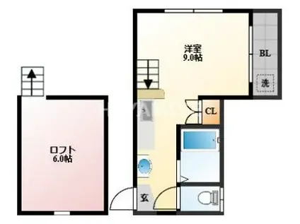 スカイヒルズ緑が丘(ワンルーム/1階)の間取り写真