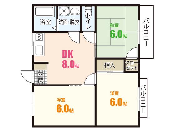コーポ根石(3DK/3階)の間取り写真