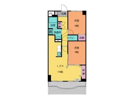 エスポワール(2LDK/1階)の間取り写真