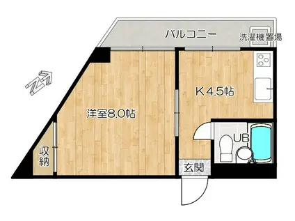 水入マンション(1DK/3階)の間取り写真