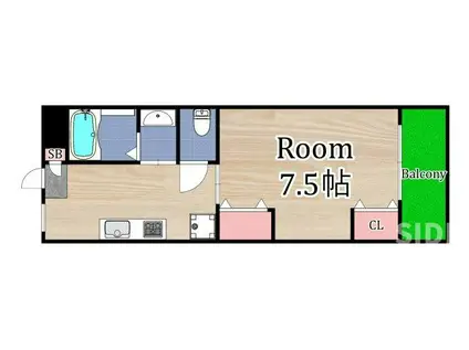 京阪本線 関目駅 徒歩1分 5階建 築37年(1K/4階)の間取り写真