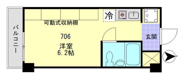 ヒルズ駒場東大前(ワンルーム/7階)の間取り写真