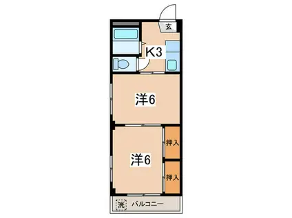 相模原ヴィレッジ(2K/2階)の間取り写真