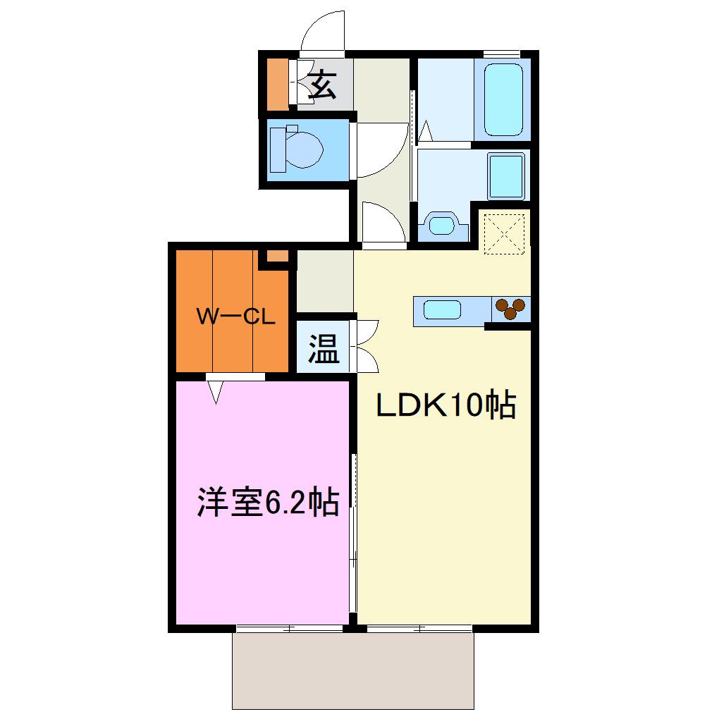 エルメゾン伏見(1LDK/1階)の間取り写真