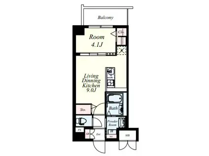 LIBRA井尻(1LDK/3階)の間取り写真