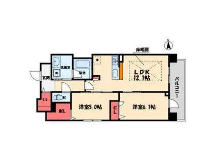 IBC RESIDENCE ウエスト(2LDK/6階)の間取り写真