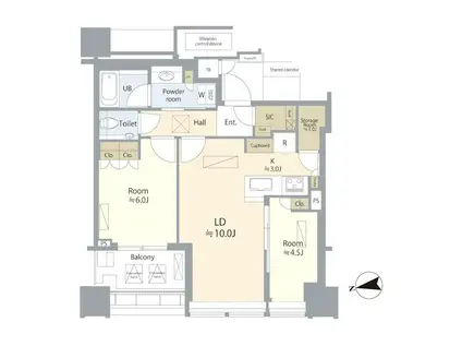 白金ザ・スカイ イースト(2LDK/26階)の間取り写真