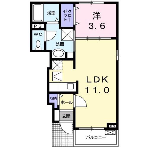 サニープレイスII(1LDK/1階)の間取り写真