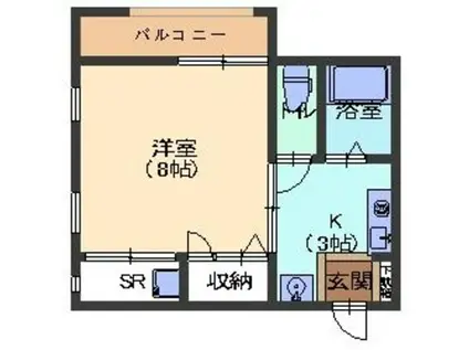 バームハウス清水台(1K/1階)の間取り写真