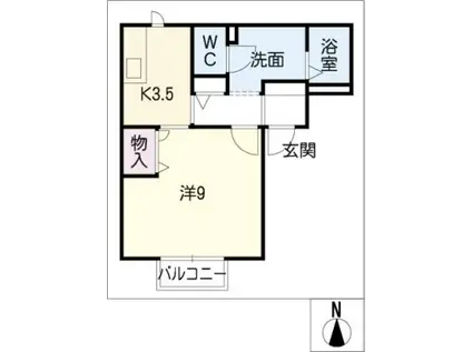 ジュネス則武(1K/2階)の間取り写真