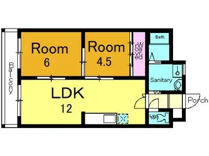 ベルテラス山科(2LDK/1階)の間取り写真