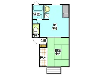 グリーンヒルズさが(1DK/2階)の間取り写真