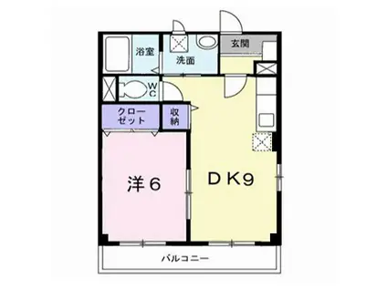 ドゥー パルテールII(1DK/1階)の間取り写真