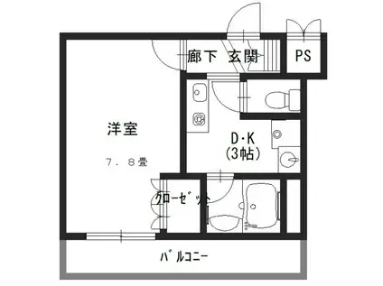 ティエスビル須磨(1K/4階)の間取り写真