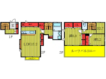 RUELLE(2SLDK/2階)の間取り写真