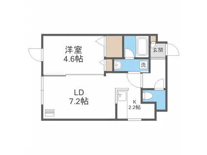 ブランノワール中の島(1LDK/4階)の間取り写真