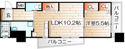 シグナス(1LDK/4階)の間取り写真