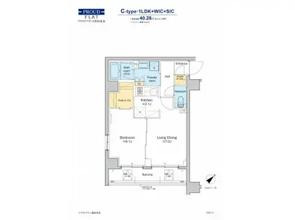 プラウドフラット墨田曳舟(1LDK/2階)の間取り写真