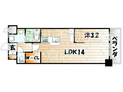 GRAND CHARIOT三萩野 (1LDK/10階)の間取り写真