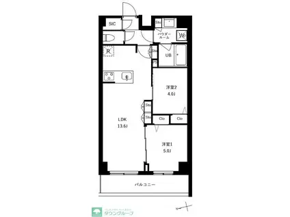 アーバンパーク船堀II(2LDK/4階)の間取り写真