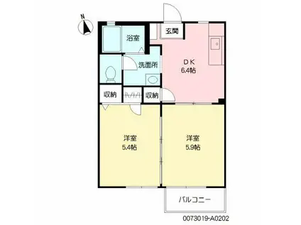 パンプキンハウス(2DK/2階)の間取り写真