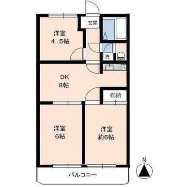 グリーンパーク伊勢崎(3DK/2階)の間取り写真