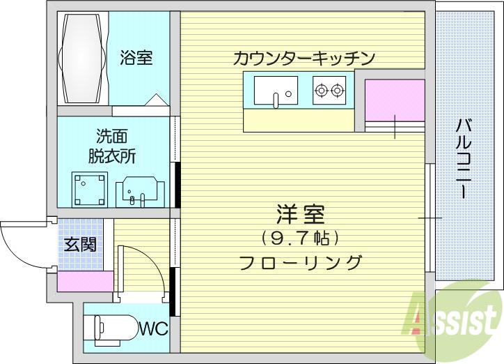 サニープレイス向山(ワンルーム/1階)の間取り写真